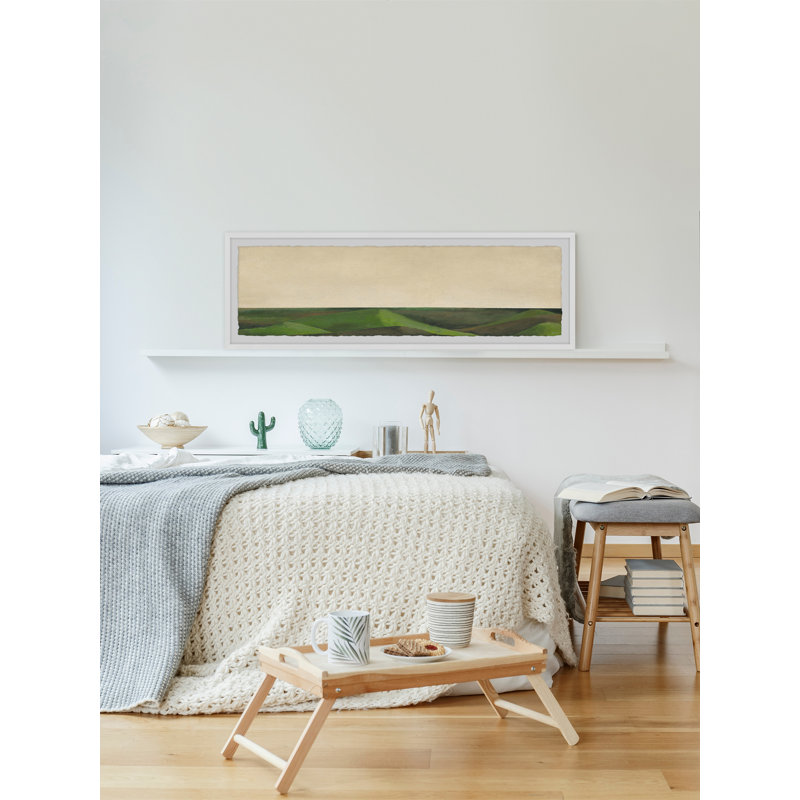 Green Horizon by Parvez Taj - Single Picture Frame Painting, 25cm H x 76cm W x 3.81cm D