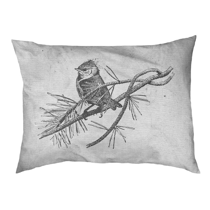 Coussin stylisé oiseau Burien, L 19,5 po x l 29,5 po, Noir