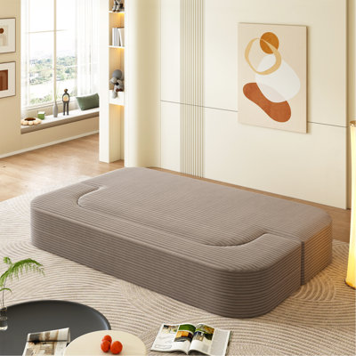 78.7" Modern 2-In-1 Foldable Sofa With Functional Blanket And 2 Soft Pillows,Comfortable Plush Corduroy Fabric Sofa, Convertible Sleeper Sofa Bed, Deep Seat Sofa Couch For Living Room, Bedroom