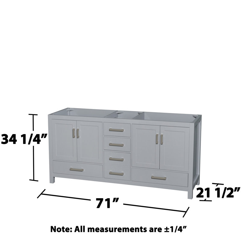 Sheffield 71" Double Bathroom Vanity Base Only, Gray