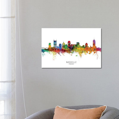 «Nashville Tennessee Skyline» par Michael Tompsett - peinture sur toile tendue