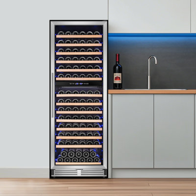 24" Wine Premium Refrigerator 154 Bottle with Two Door Handle Built-in Wine Cooler Dual Zone on Fridge.com