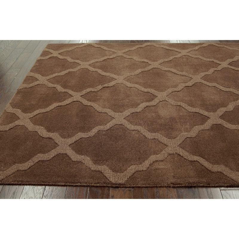 Tapis de la surface brune en laine tissé à la main thales, Rectangle 7 pi 6 po x 9 pi 6 po