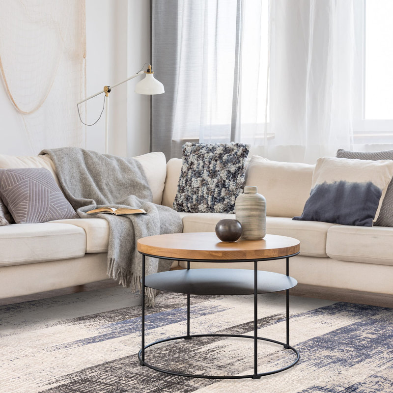 Abrienne Soft Lines Blue/Grey/Black Rug, Rectangle 80 x 150cm