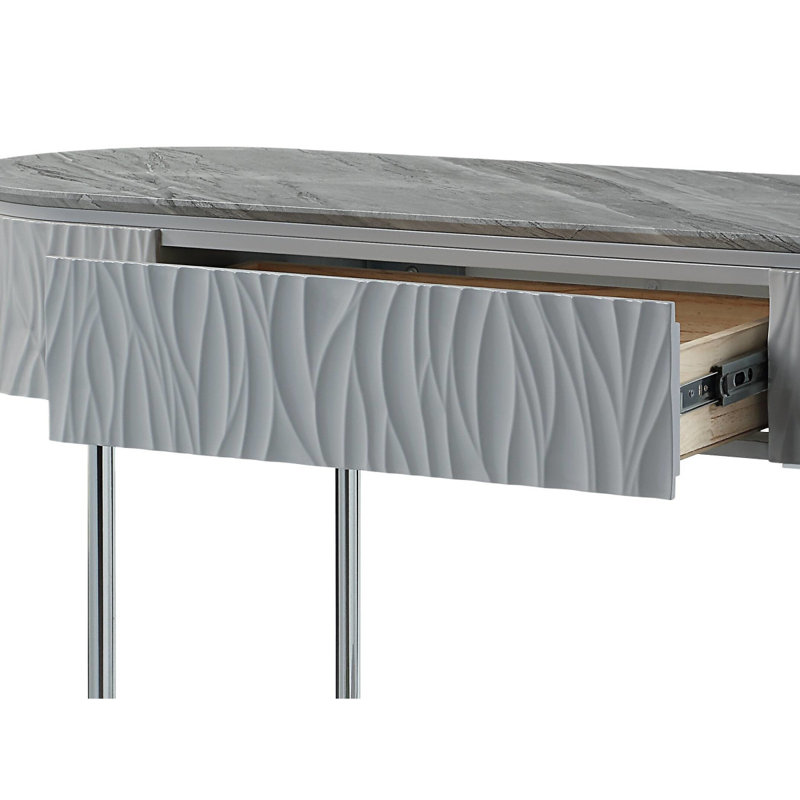 Table de canapé yukino gris ultrabrillant et chrome