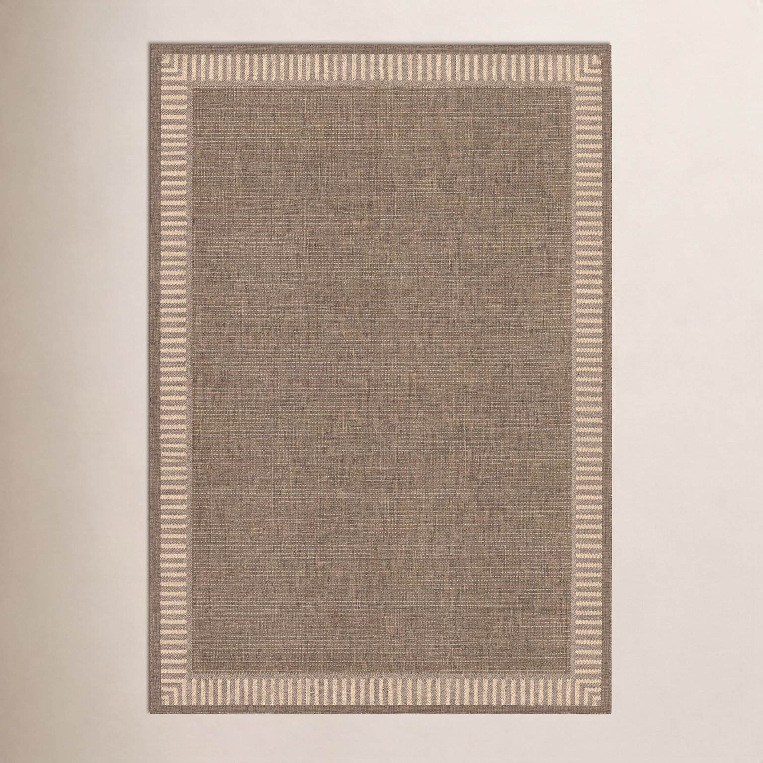 Black Cocoa Brown Flatweave Outdoor Rug, Brown / Tan, Rectangle 6'2" x 9'2"