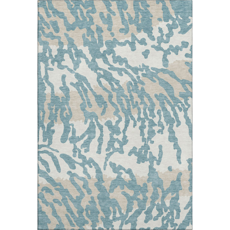 Premium Machine Washable Prisco Teal Rug