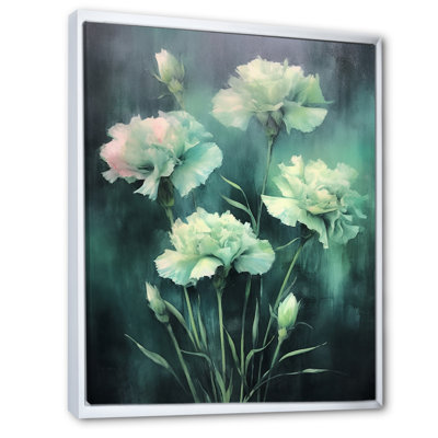 " Carnations Green Emerald Ink "