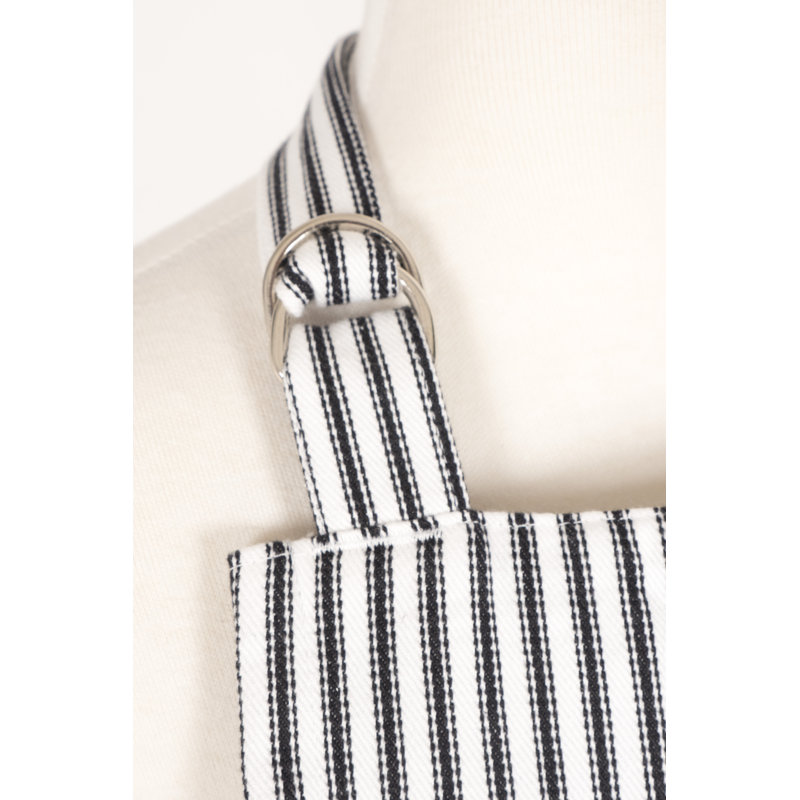 Graduation Striped Cotton Apron, Black
