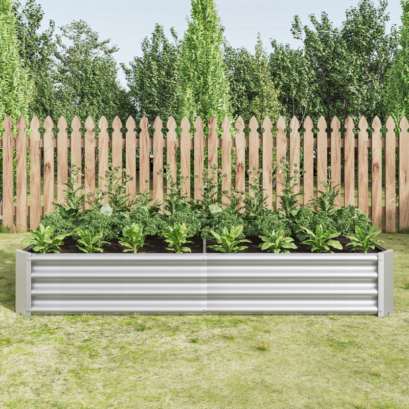 Durable Metal Raised Garden Bed, 6x3x1ft, Ideal for Plants, Vegetables, and Flowers with Open Base for Drainage, Silver