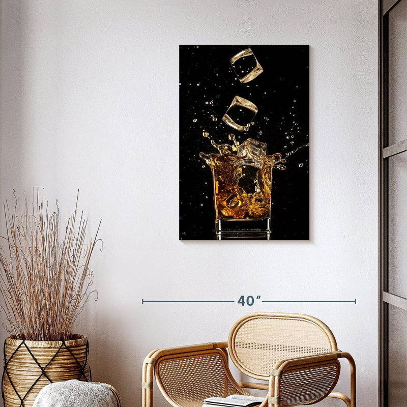 Whiskey Ice Splash Canvas Print, 24" H x 36" W x 1.25" D