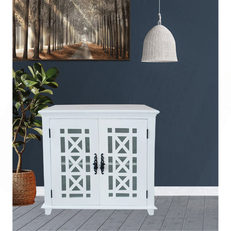 Leroy Accent Solid Wood Cabinet W/ Glass Door & Shelf