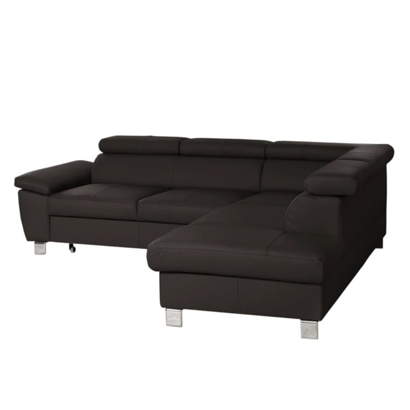 Alfreddie Leather Corner Sofa with Sleeping Function and Storage, Brown, Right Hand Facing