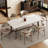 Avira 71"L Marble White Top Solid Wood Dining Table