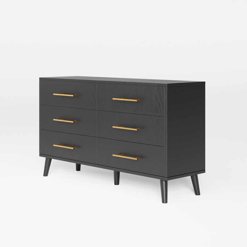 Commode double 6 tiroirs Modern Modern, Noir