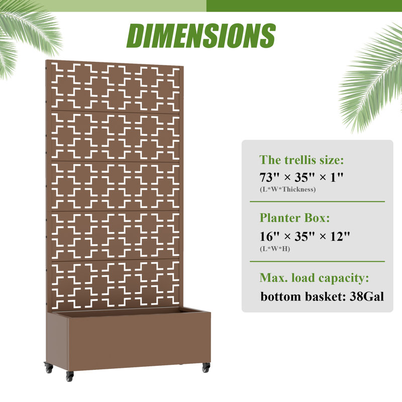 Soren 74 in. H x 35 in. W Planter Box, Brown