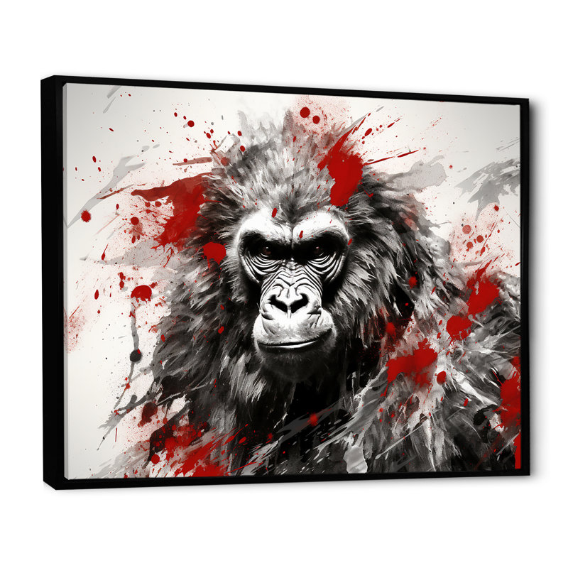 Graffiti rouge sur toile, Cadre flottant noir, H 24 po x l 32 po x P 1 po