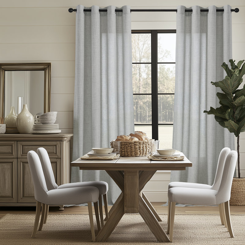 Semi Sheer Curtain Panel Pair, 117cm Width x 229cm Drop, Light Grey