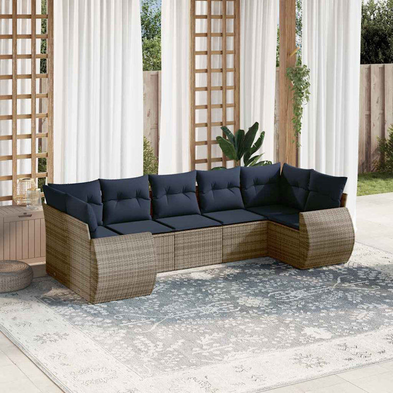 Ensemble de canapé de patio avec coussins 7 pièces Vidaxl