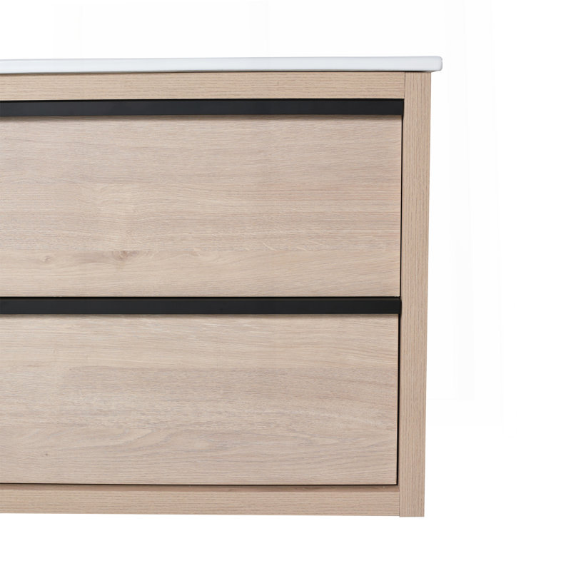 Meuble-lavabo 24 po avec 2 tiroirs à fermeture douce, lavabo en céramique blanche