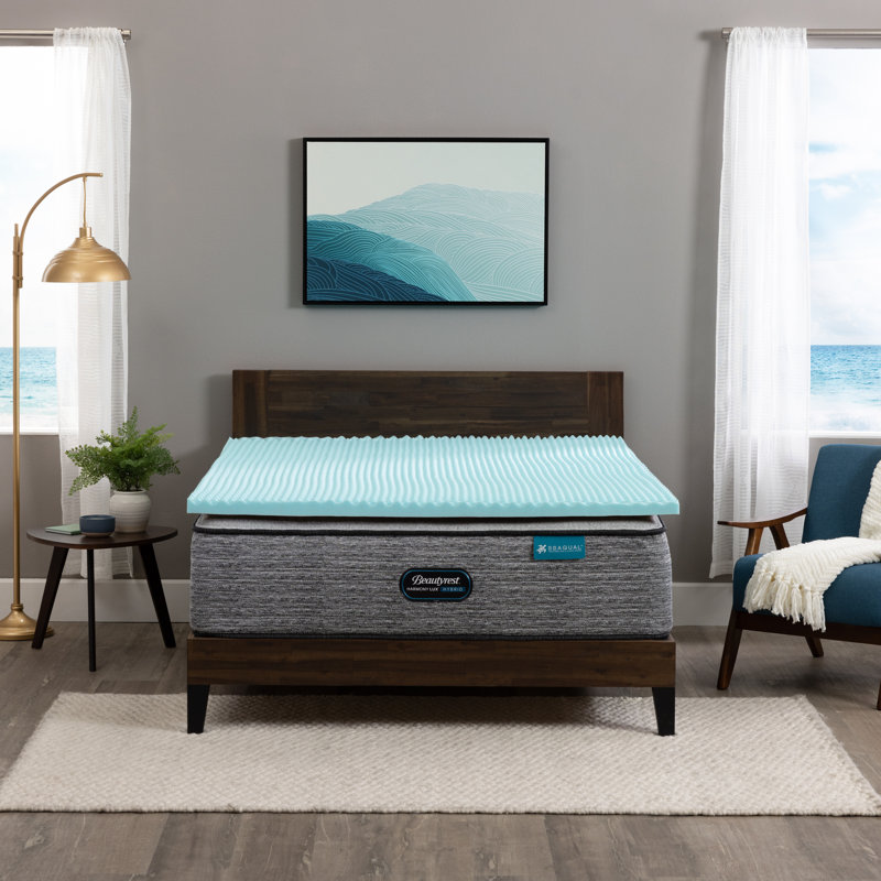 Beautyrest Cool Wave Memory Foam Mattress Topper, 2 Inch, 2", Extra-long Twin