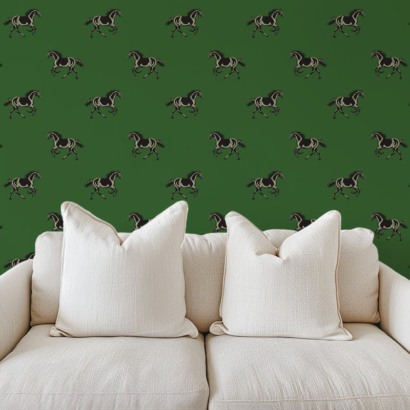 Thoroughbred - Wallpaper, Non-Pasted, Faux Grasscloth, Green