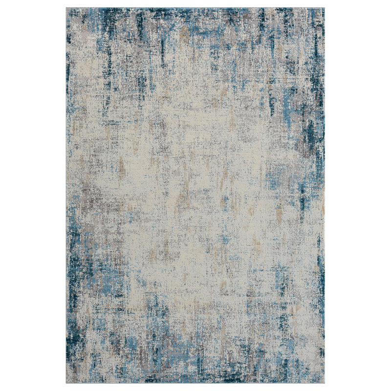 Tapis gris / bleu Elian, Rectangle 2 pi x 3 pi