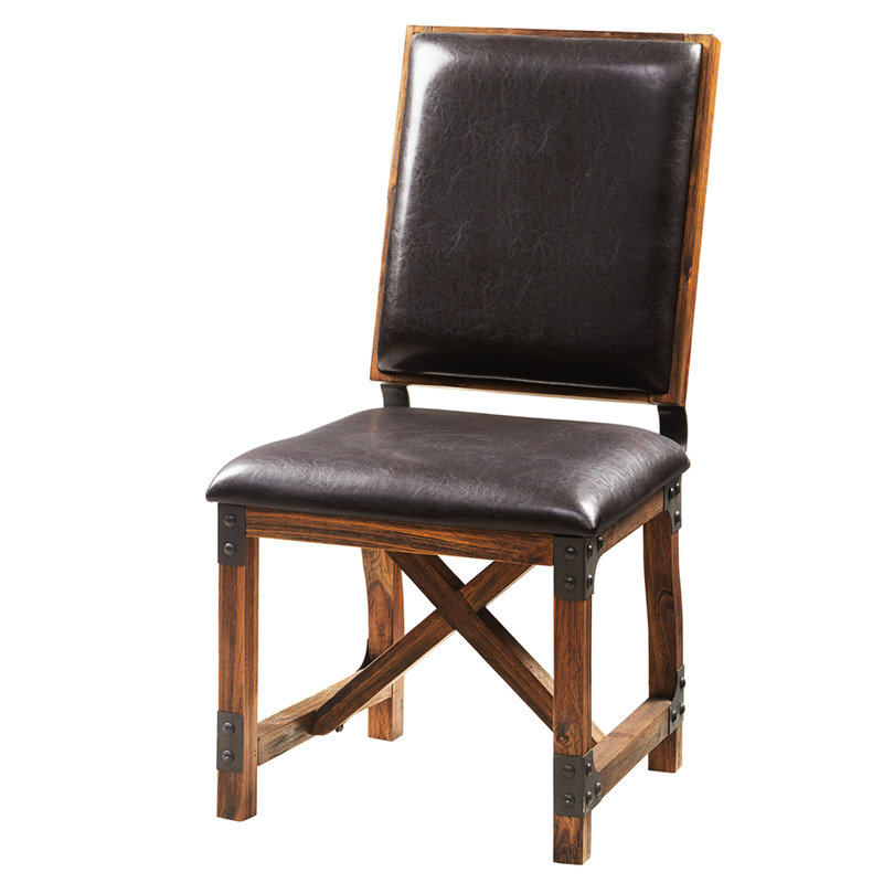 Chaise de salle à manger en similicuir avec support en bois massif Chaise de style industriel: structure et siège pour plus de confort