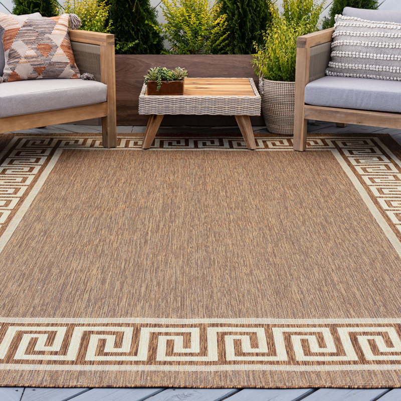 Tapis brun / crème à imprimé animal, Rectangle 5 pi 3 po x 7 pi 3 po
