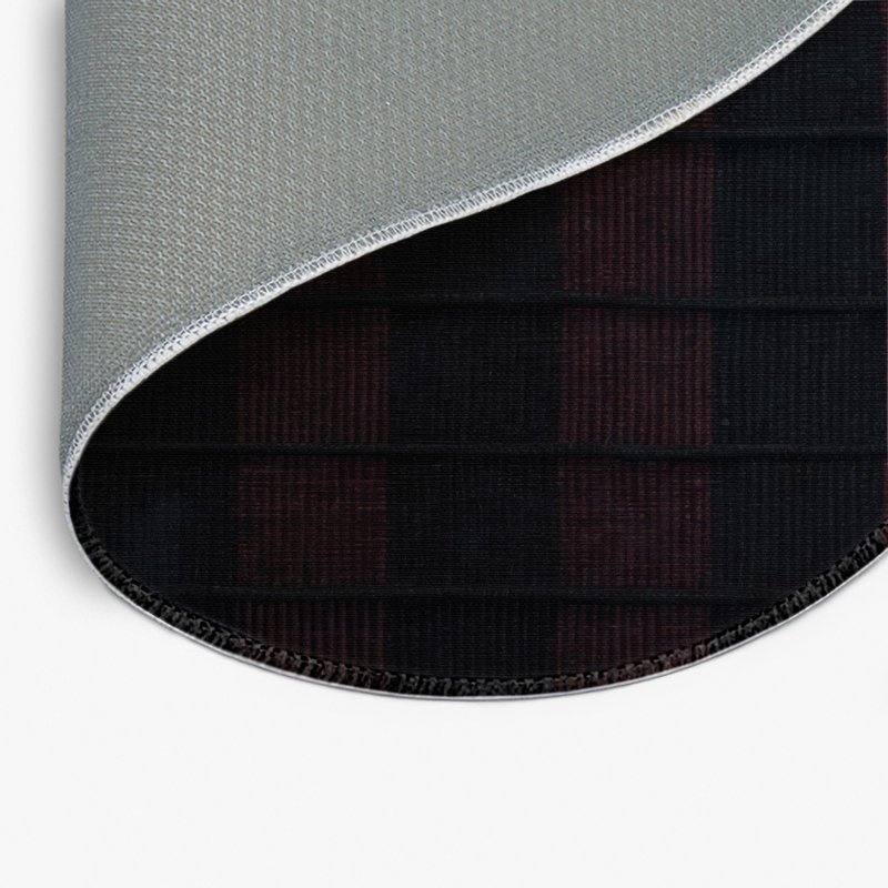 Tapis intérieur / extérieur noir à carreaux, Rond 5 pi