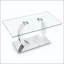 Table de salle à manger 63 "en verre transparent avec pieds en métal argenté