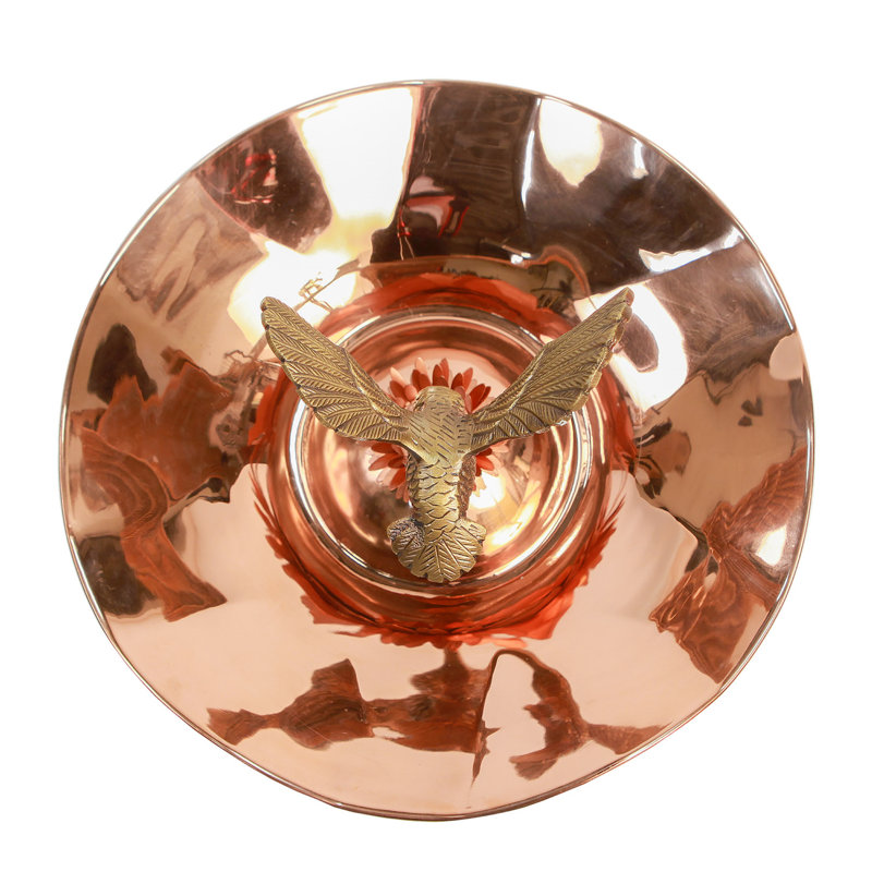Copper Plated Hummingbird Birdbath with Wall Mount Bracket