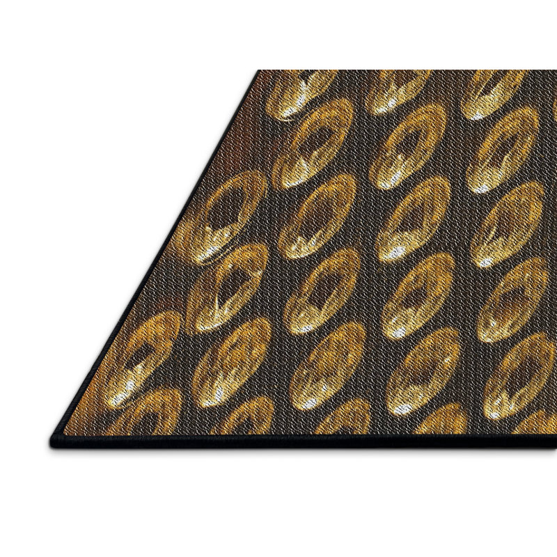 Tapis doré/jaune tissé à la machine, Rectangle 5 pi x 8 pi