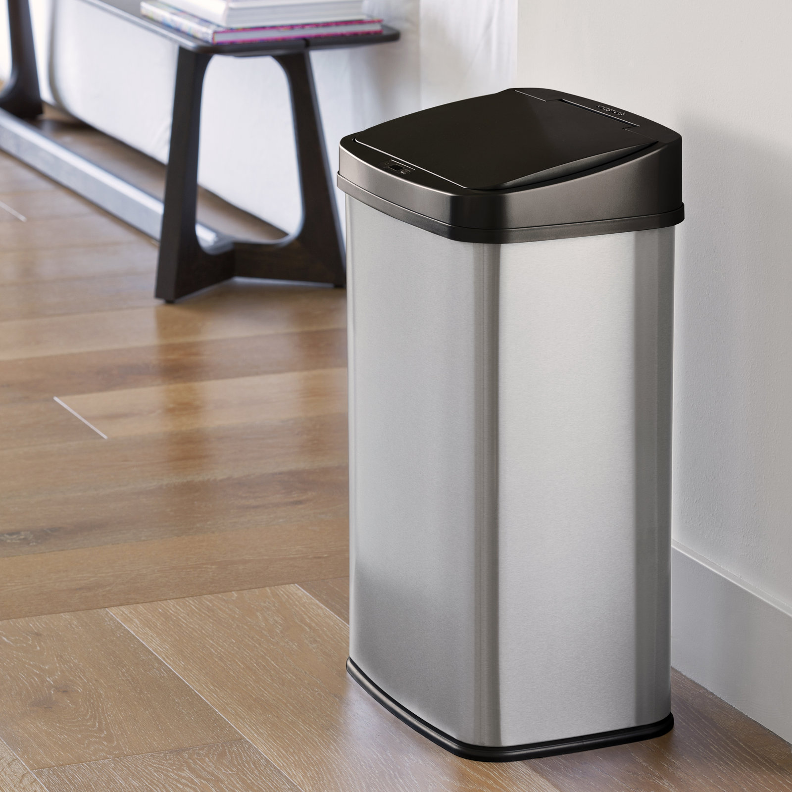 Nine Stars 13.2 Gallon Stainless Steel Motion Sensor Trash Can, Black