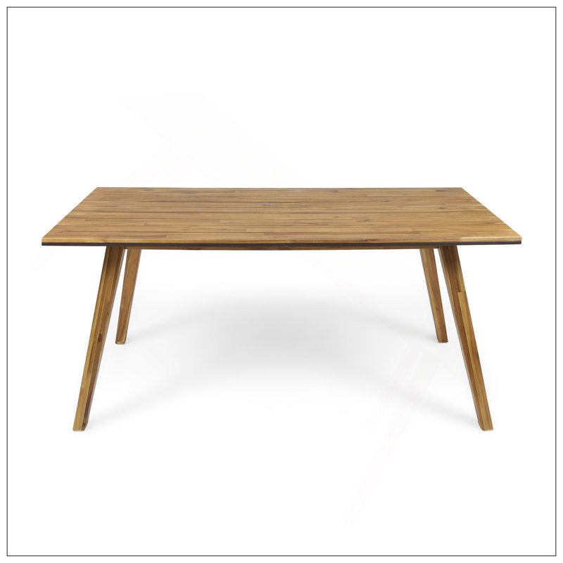 Table de salle à manger d'extérieur en bois d'acacia durable avec des accents de fer rustique pour une utilisation élégante et fonctionnelle du patio
