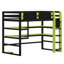 Canapé-lit peu encombrant avec bureau intégré, unité de rangement latérale, tablettes à plusieurs niveaux et système DEL intelligent à changement de couleur-981569843