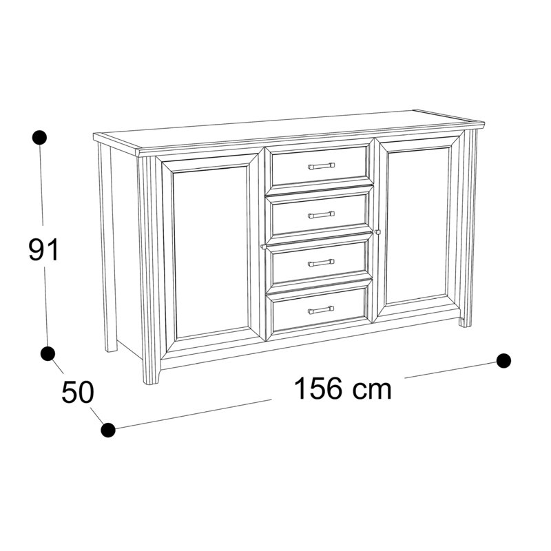 Heilman 156cm Solid Wood Sideboard
