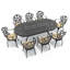 Ensemble repas de patio avec table ovale Suset, coussins blanc cassé inclus-1573647315-1573647340