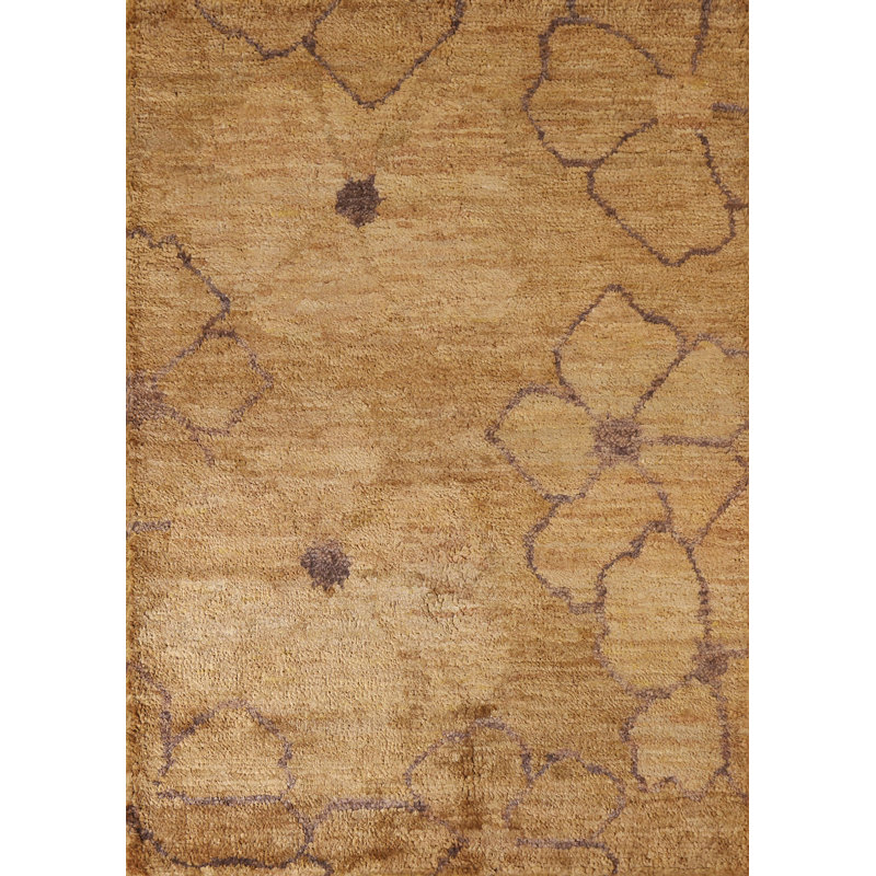 Tapis floral abstrait doré 5 x 7