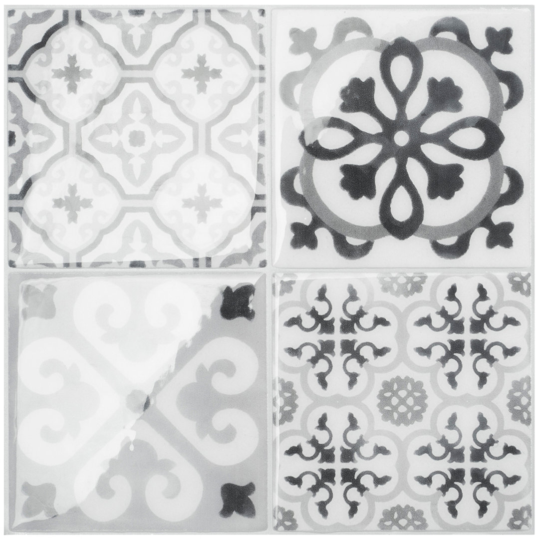 Peel and Stick Gel Backsplash Tile Vintage 9'' x 9'' (Set of 4) (Set of 4) Smart Tiles
