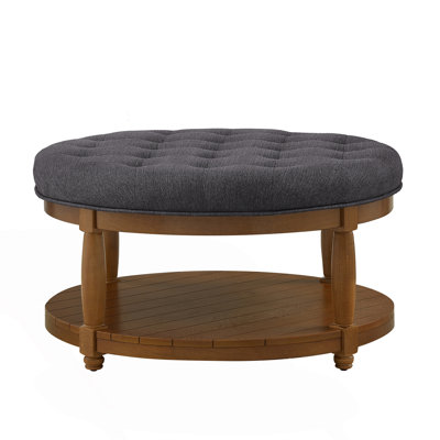Large Round Upholstered Tufted Coffee Table