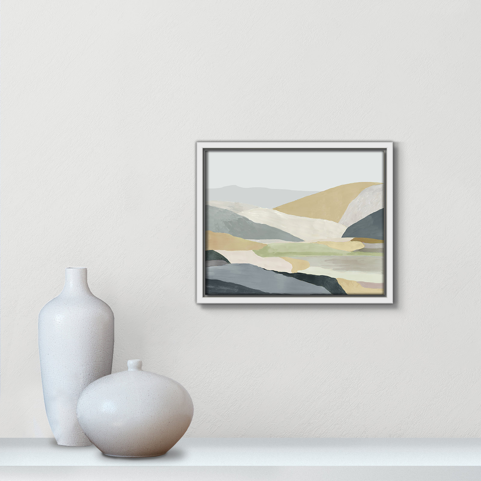 Blair "Warm Hills I" Painting, White Canvas , 9.5" H x 11.5" W x 2" D
