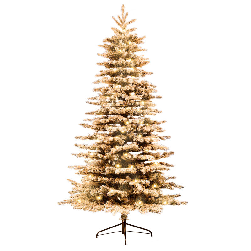 Arbre de Noël artificiel 7,5 pi avec surface floquée, 500 et 1264 extrémités de branches pour un effet de rassemblement gai, ambiance festive