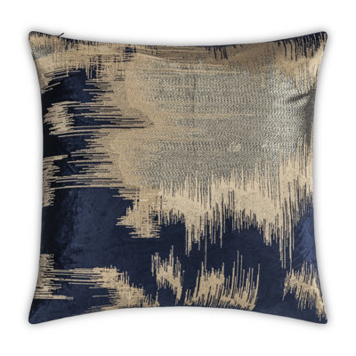 Navy Gold Embroidered Pillow