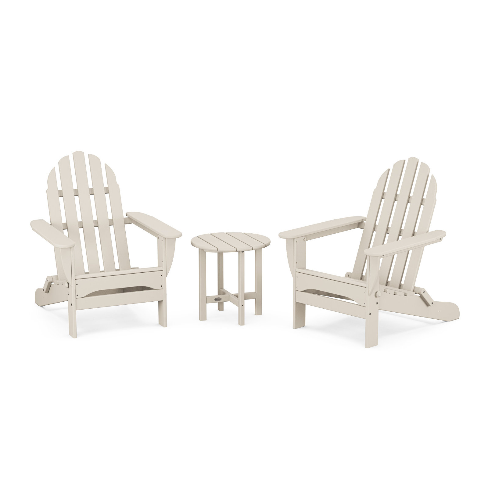 POLYWOOD Classic Folding Adirondack 3-Piece Set, Sand