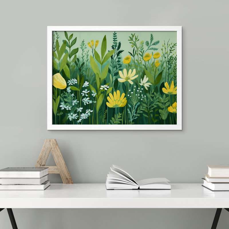 «Botanical Garden Vibrant Floral» sur papier, Blanc, H 11 po x l 14 po