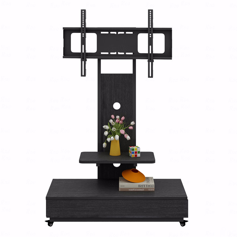 TV Stand With Push-Pull Drawer For Living Room, Bedroom,Offices,Mobile TV Cart For 32-75 Inches,Floor Stand With Mount On Lockable Wheels