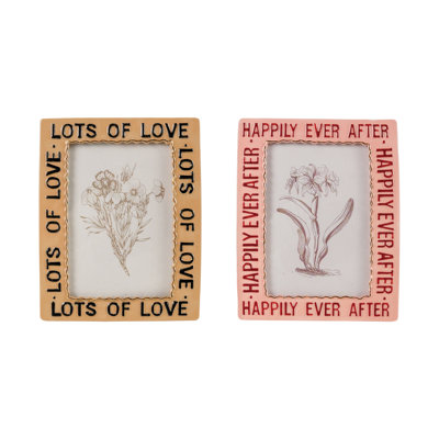 Embossed Stoneware Frame with Glass Accent