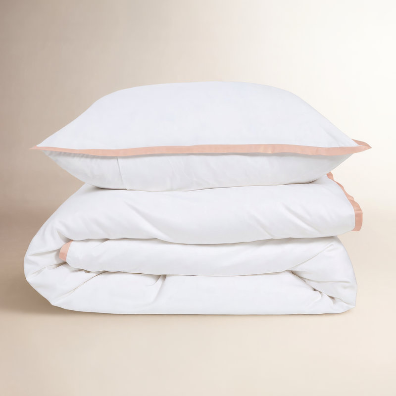 Langston Duvet Cover, King Duvet Cover + 2 King Shams, White/Pink