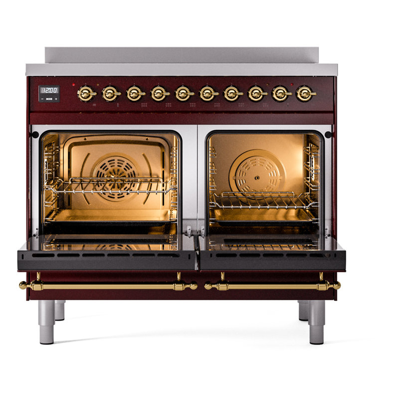 ILVE Nostalgie II 40 in Induction Range, Burgundy/Brass